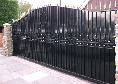 Ornate sliding gate with backing 1